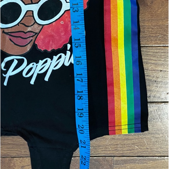 Black Tie-Front "Melanin Poppin" Graphic Tank Top Women's S - Picture 4 of 8